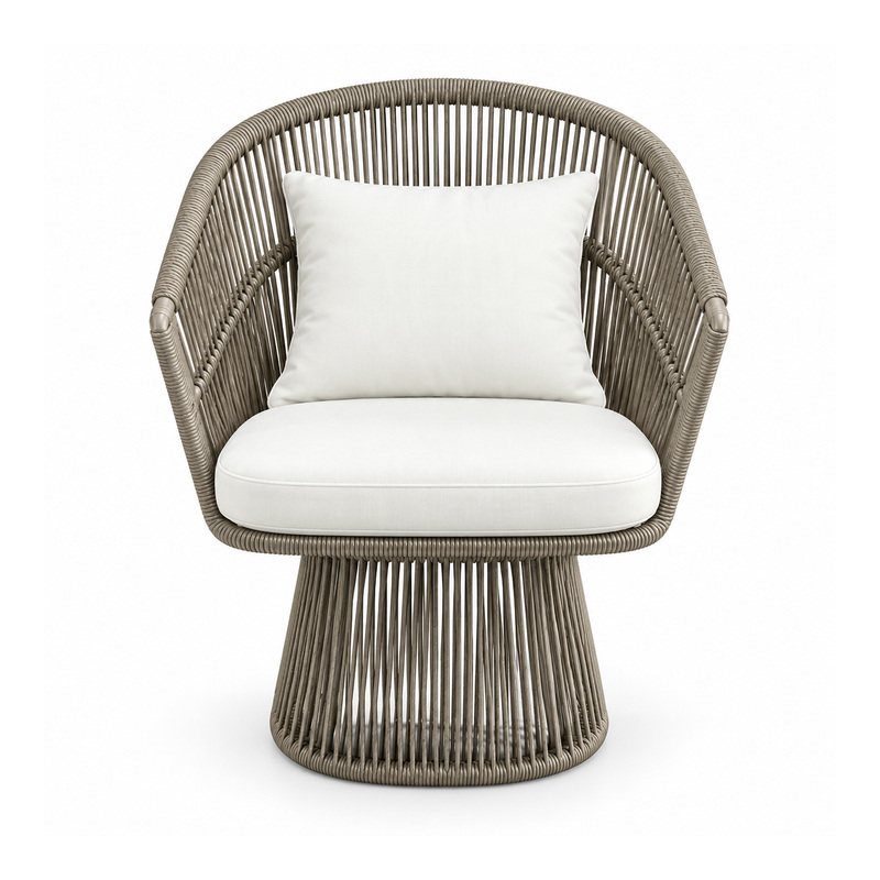 YMX-L-029 Outdoor Grey Rope Swivel Lounge Chair