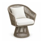 YMX-L-029 Outdoor Grey Rope Swivel Lounge Chair left 45 view