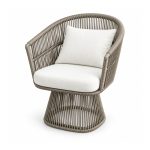 YMX-L-029 Outdoor Grey Rope Swivel Lounge Chair right 45 view