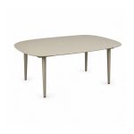 YMX-L-101 Outdoor Beige Rounded-Rectangle Dining Table left 45 view