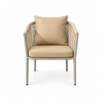 YMX-L03 Outdoor Tan Rope Cushioned Armchair front view
