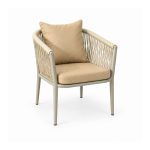 YMX-L03 Outdoor Tan Rope Cushioned Armchair left 45 view