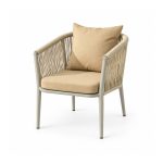 YMX-L03 Outdoor Tan Rope Cushioned Armchair right 45 view
