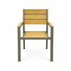 YMX-S-005 Outdoor Wood-Look Slat Armchair with Brown Frame