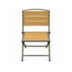 YMX-S-006 Outdoor Wood-Look Slat Folding Chair front view
