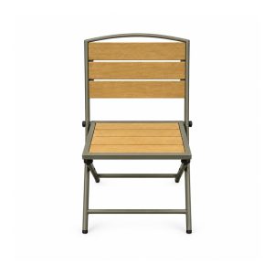 YMX-S-006 Outdoor Wood-Look Slat Folding Chair front view