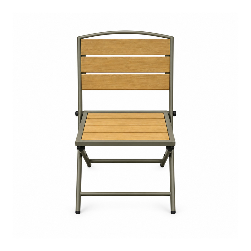 YMX-S-006 Outdoor Wood-Look Slat Folding Chair