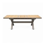 YMX-S-101 Outdoor Wood-Look Slat Extension Dining Table front view