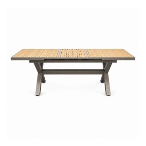 Outdoor Wood-Look Slat Extension Dining Table