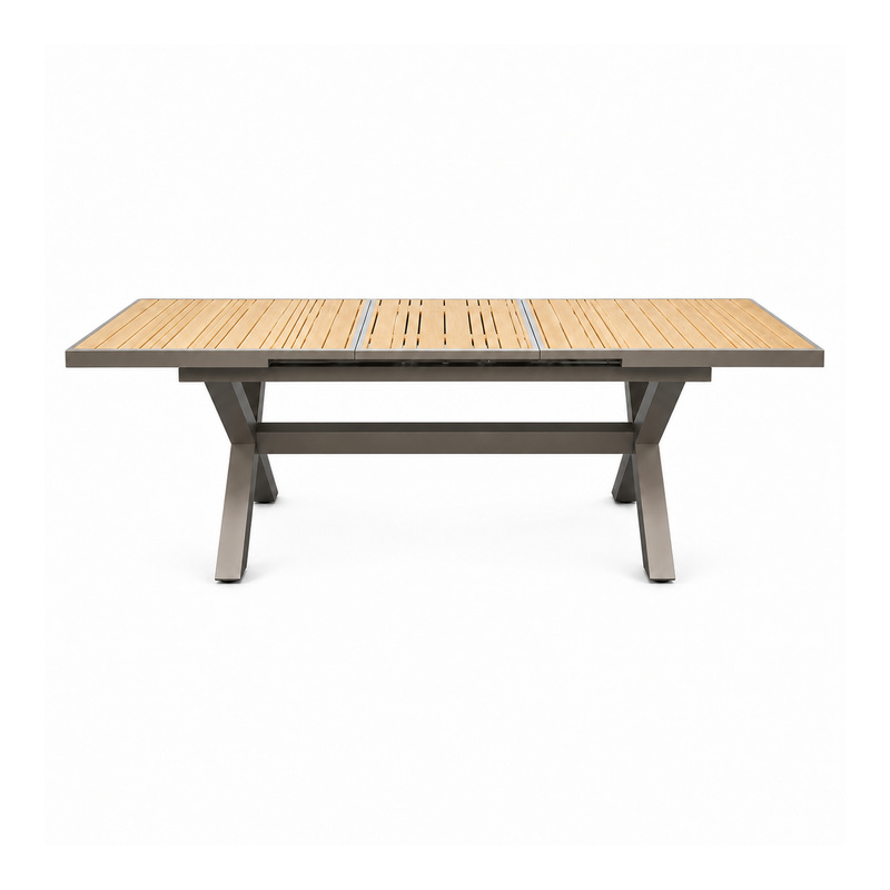 YMX-S-101 Outdoor Wood-Look Slat Extension Dining Table