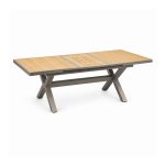 YMX-S-101 Outdoor Wood-Look Slat Extension Dining Table left 45 view
