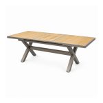 YMX-S-101 Outdoor Wood-Look Slat Extension Dining Table right 45 view
