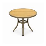 YMX-S-102 Outdoor Round Wood-Look Slat Bistro Table front view
