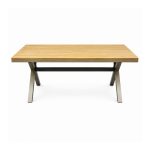 YMX-S-103 Outdoor Rectangular Wood-Look Slat Dining Table front view
