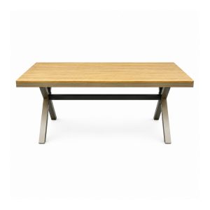 Outdoor Rectangular Wood-Look Slat Dining Table