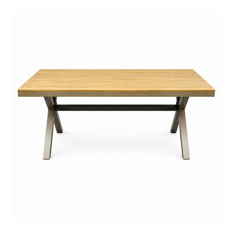 YMX-S-103 Outdoor Rectangular Wood-Look Slat Dining Table