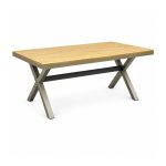 YMX-S-103 Outdoor Rectangular Wood-Look Slat Dining Table left 45 view