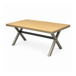 YMX-S-103 Outdoor Rectangular Wood-Look Slat Dining Table right 45 view