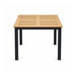 YMX-S-109 Outdoor Square Wood-Look Slat Dining Table front view