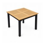 YMX-S-109 Outdoor Square Wood-Look Slat Dining Table left 45 view