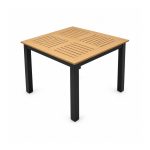 YMX-S-109 Outdoor Square Wood-Look Slat Dining Table right 45 view