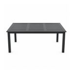 YMX-S-112 Outdoor Black Rectangular Slatted Dining Table front view
