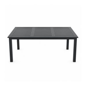 Outdoor Black Rectangular Slatted Dining Table