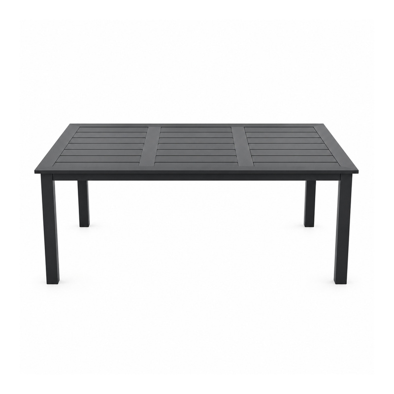 YMX-S-112 Outdoor Black Rectangular Slatted Dining Table