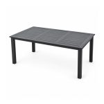 YMX-S-112 Outdoor Black Rectangular Slatted Dining Table right 45 view