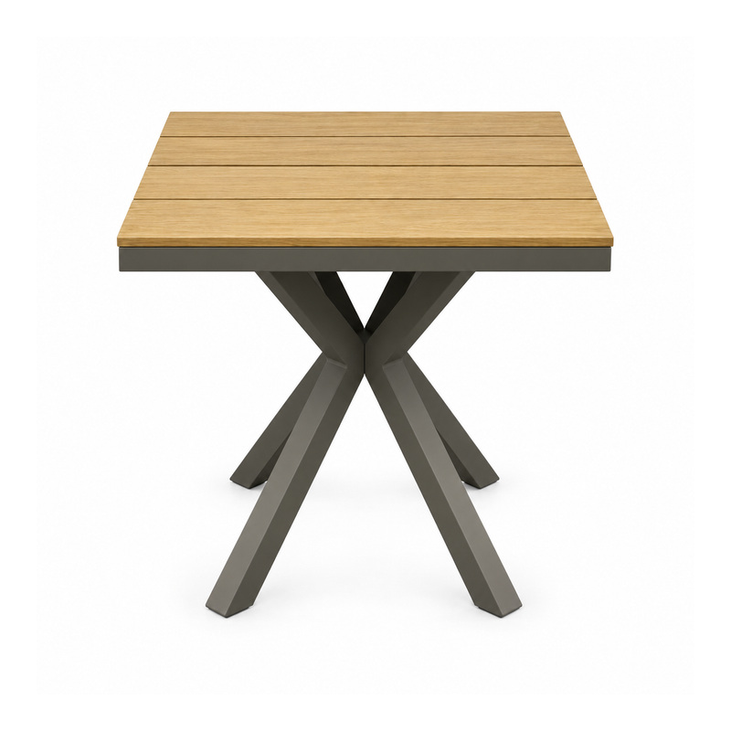 YMX-S-114 Outdoor Square Wood-Look Slat X-Base Table