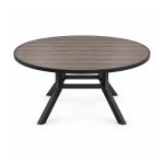 YMX-S-119 Outdoor Dark Round Slat Coffee Table front view