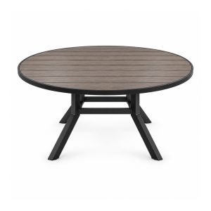 Outdoor Dark Round Slat Coffee Table