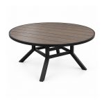 YMX-S-119 Outdoor Dark Round Slat Coffee Table left 45 view