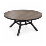 YMX-S-119 Outdoor Dark Round Slat Coffee Table right 45 view