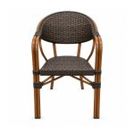 YMX-T-004 Outdoor Brown Woven Bistro Armchair front view