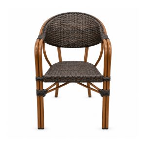 YMX-T-004 Outdoor Brown Woven Bistro Armchair front view
