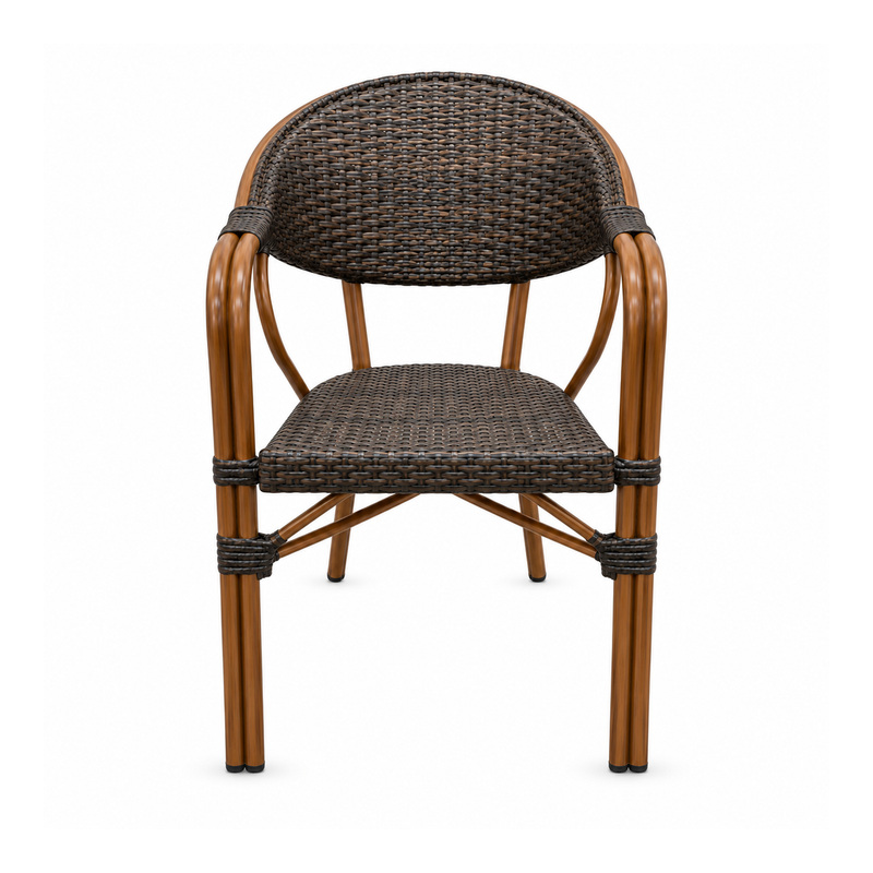YMX-T-004 Outdoor Brown Woven Bistro Armchair