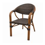 YMX-T-004 Outdoor Brown Woven Bistro Armchair right 45 view