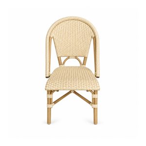 YMX-T-010 Outdoor Beige Armless Woven Bistro Chair front view