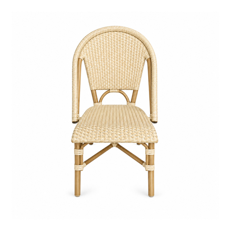 YMX-T-010 Outdoor Beige Armless Woven Bistro Chair