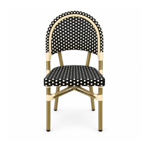 YMX-T-012 Outdoor Black and White Patterned Bistro Chair front view