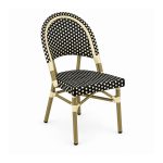 YMX-T-012 Outdoor Black and White Patterned Bistro Chair left 45 view