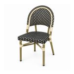 YMX-T-012 Outdoor Black and White Patterned Bistro Chair right 45 view