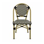 YMX-T-014 Outdoor Black and Beige Patterned Bistro Armchair front view