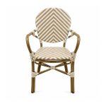YMX-T-015 Outdoor Beige Chevron Oval-Back Armchair front view