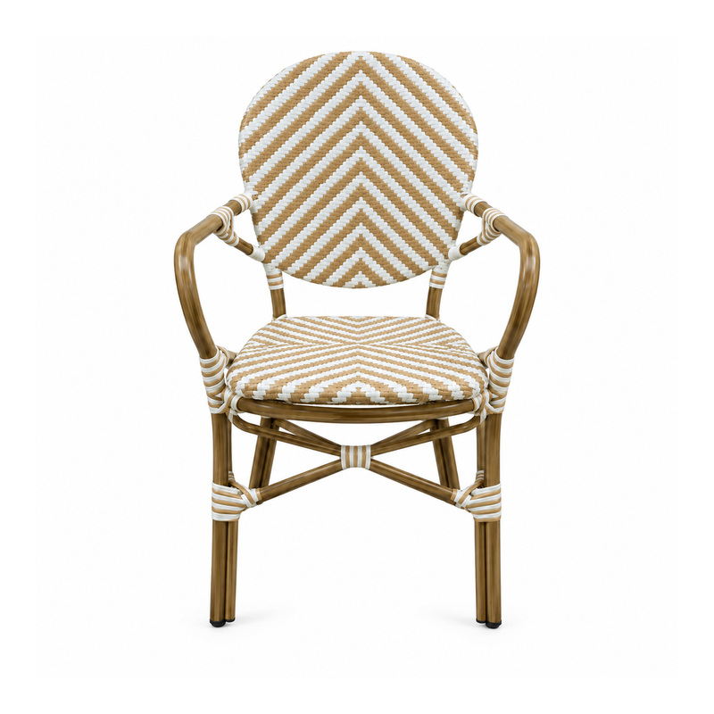 YMX-T-015 Outdoor Beige Chevron Oval-Back Armchair