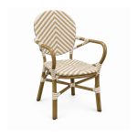 YMX-T-015 Outdoor Beige Chevron Oval-Back Armchair left 45 view