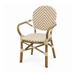 YMX-T-015 Outdoor Beige Chevron Oval-Back Armchair right 45 view