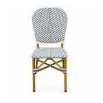 YMX-T-016 Outdoor Black and White Woven Armless Chair front view