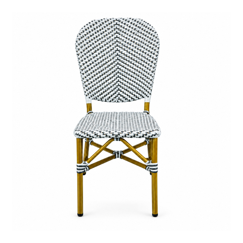YMX-T-016 Outdoor Black and White Woven Armless Chair